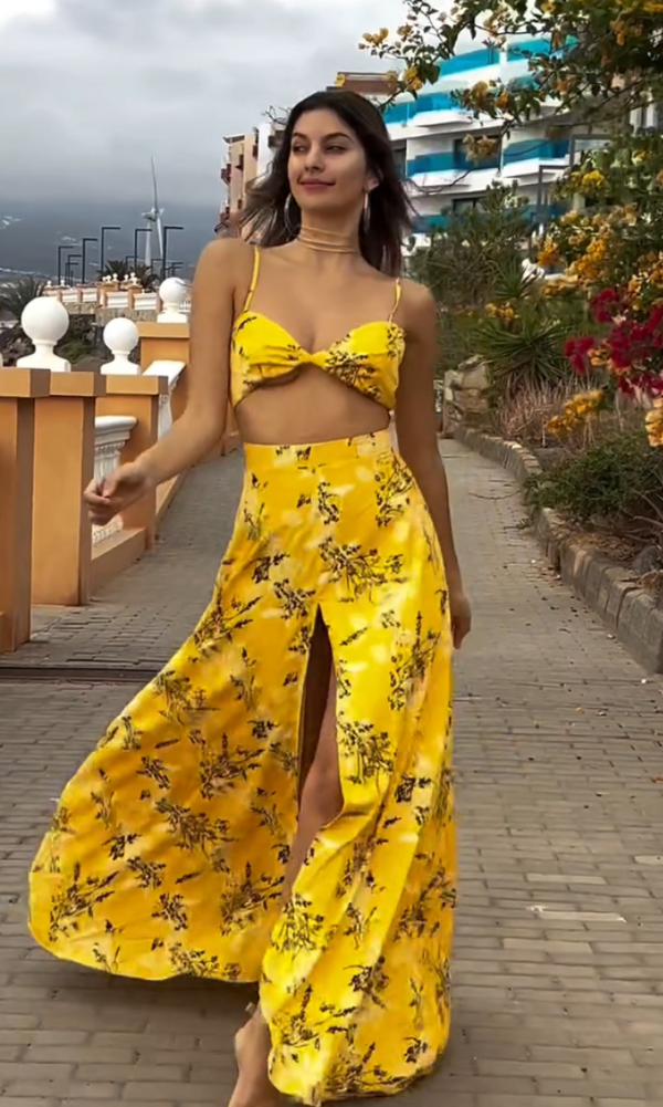 Jana Printed Cut Out Maxi Dress
