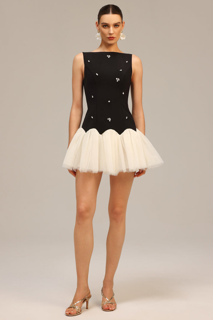Salamo Sleeveless Diamond Mini Dress