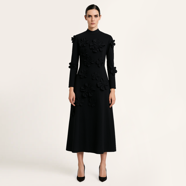 Elena Midi Dress in Black