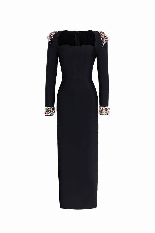 Niaca Rhinestones Bandage Midi Dress