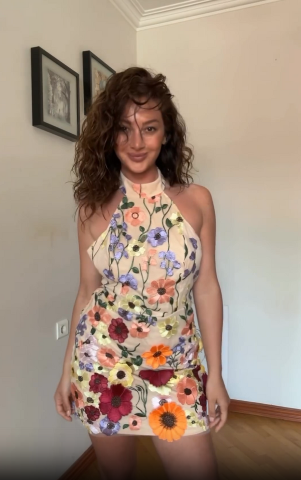 Lakai Flowers Halterneck Mini Dress