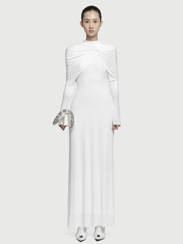 Form-Fitting Maxi Dress With Asymmetrical Knot Detail