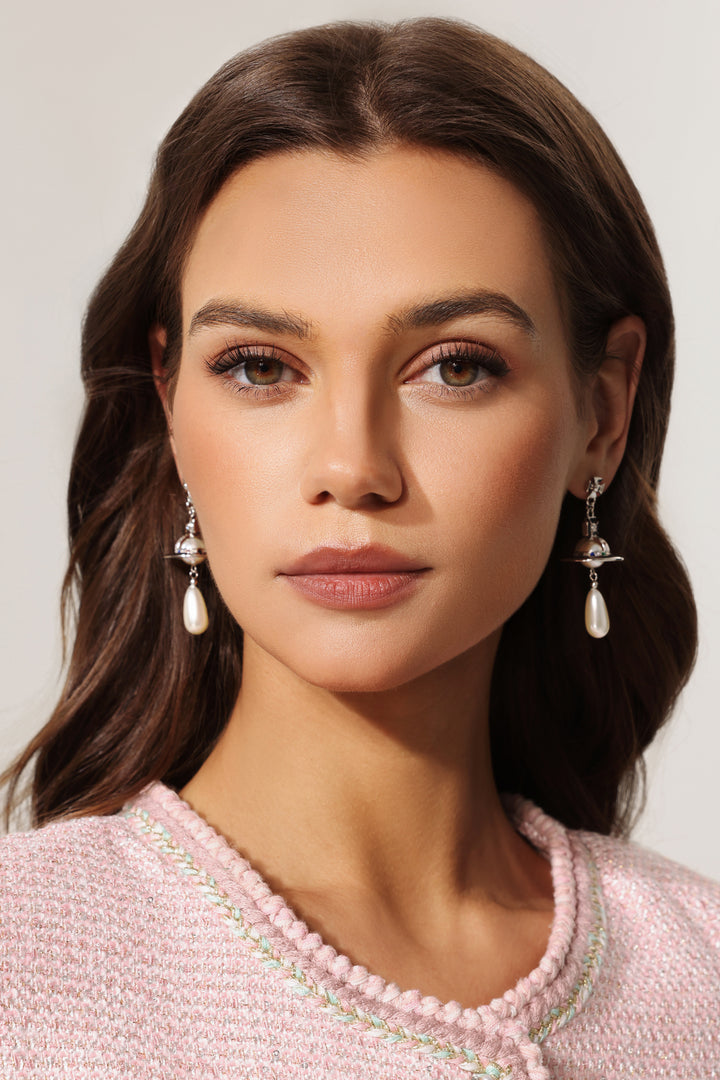 Sada Diamond Toroidal Pearl Earrings
