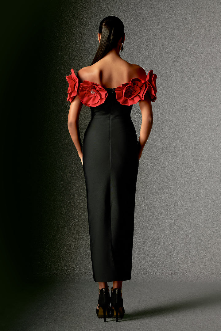 Krome Flower Off Shoulder Maxi Dress