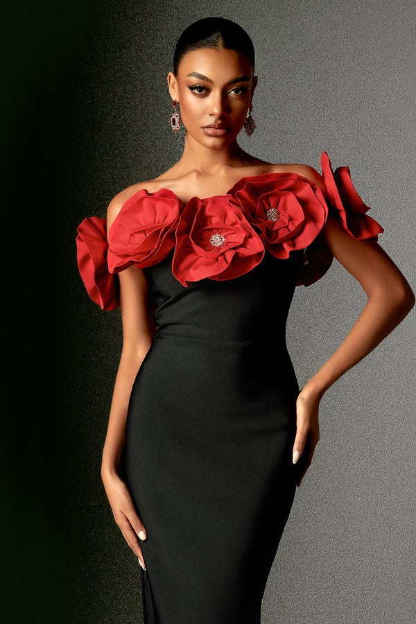Krome Flower Off Shoulder Maxi Dress