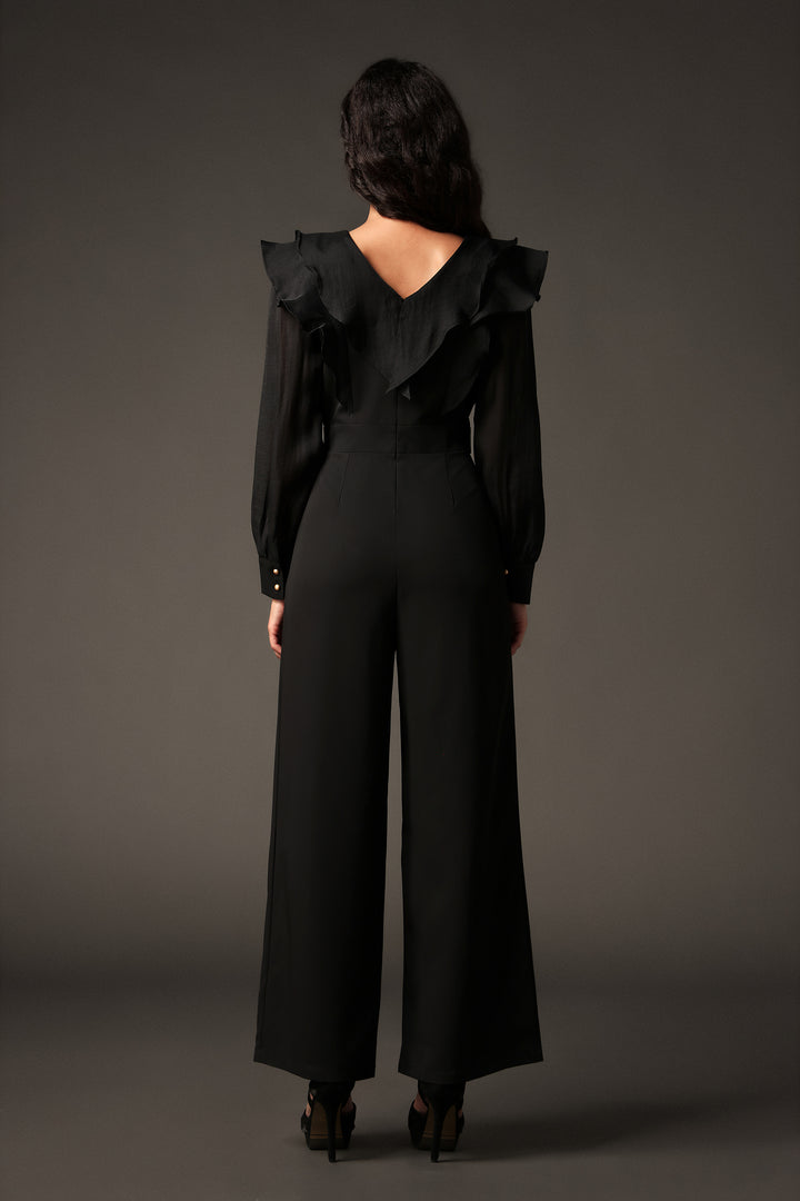 Veva V-Neck Ruffled Long Sleeves Jumpsuit