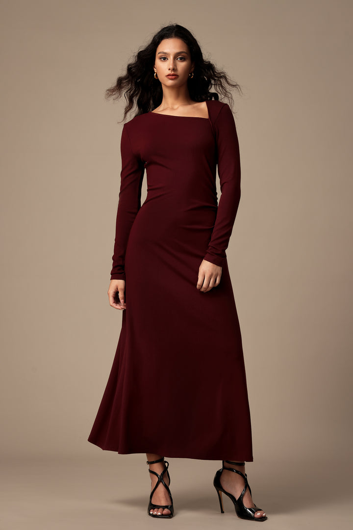 Kasa Long Sleeves Shirring Maxi Dress
