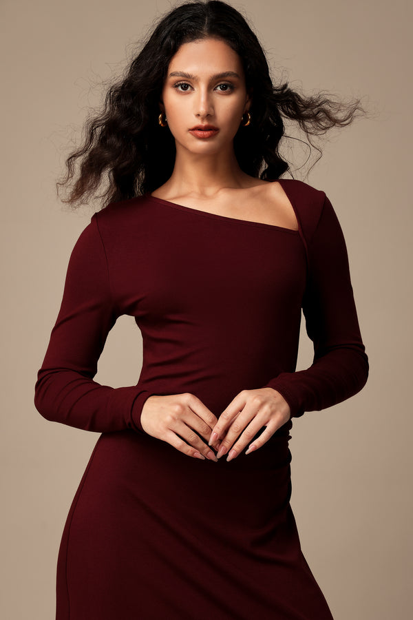 Kasa Long Sleeves Shirring Maxi Dress