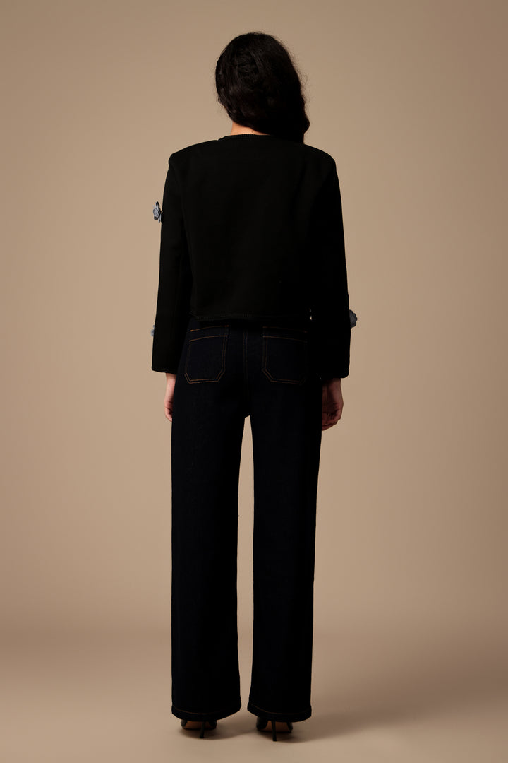Mailik Long Sleeves Flowers Mini Jacket