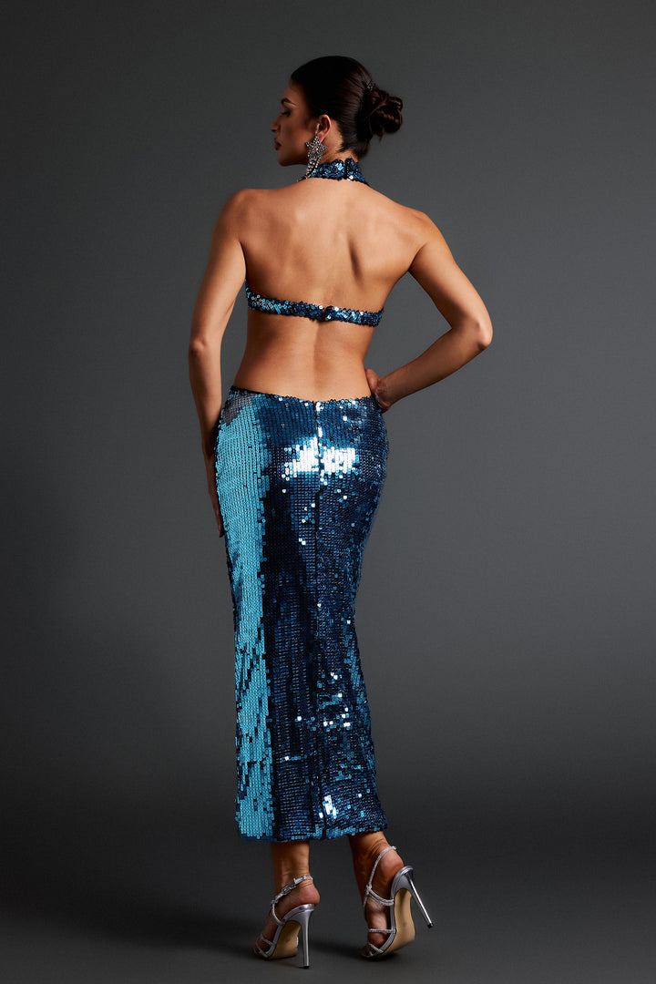 Irene Halter Sequin Maxi Dress