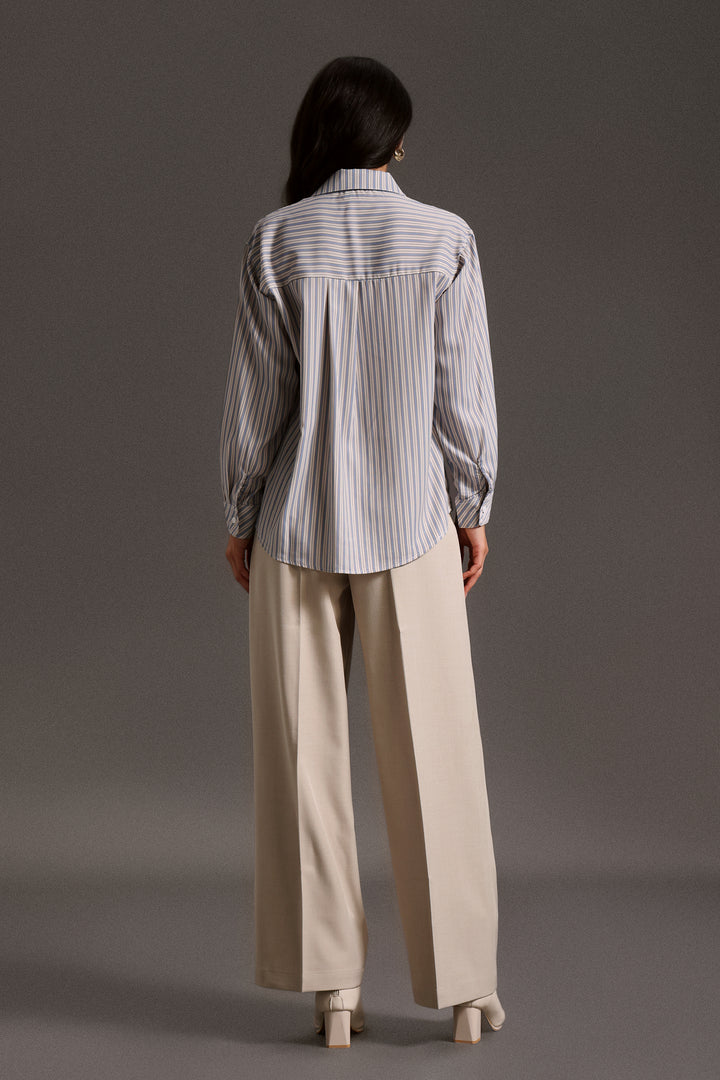 Pamak Long Sleeves Stripe Blouse