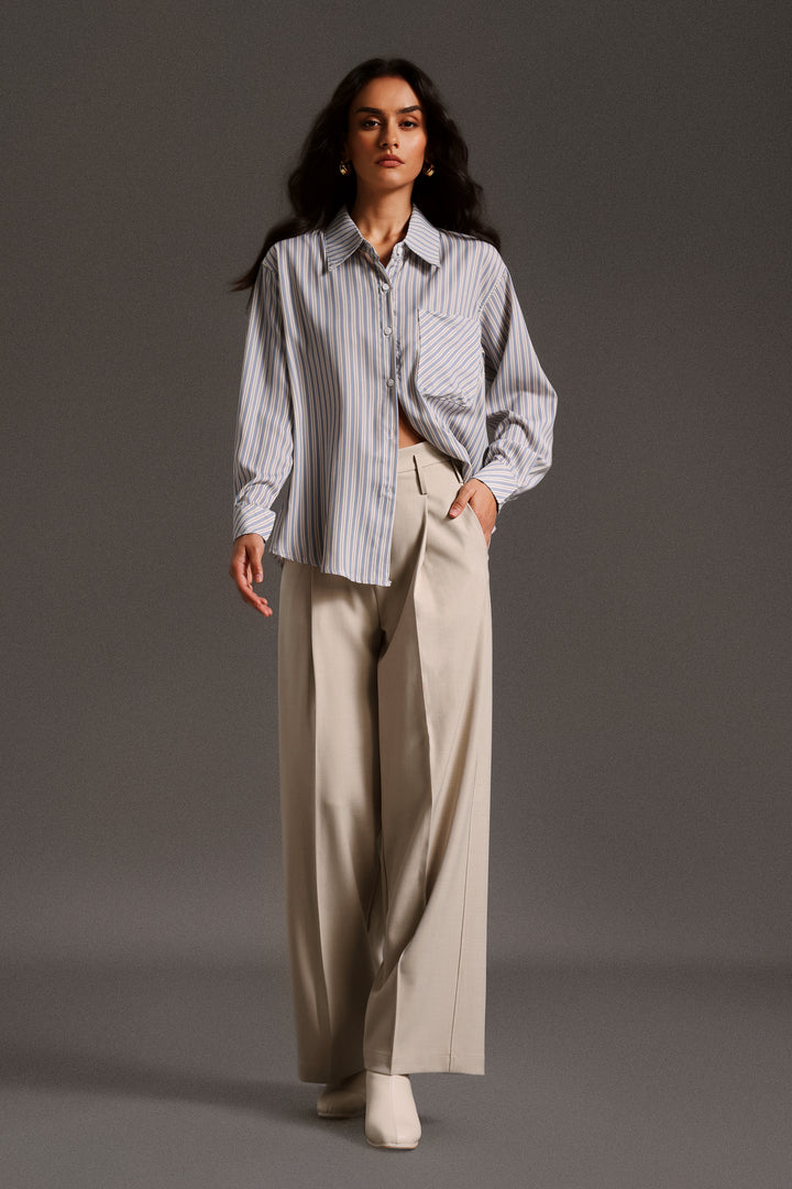 Pamak Long Sleeves Stripe Blouse