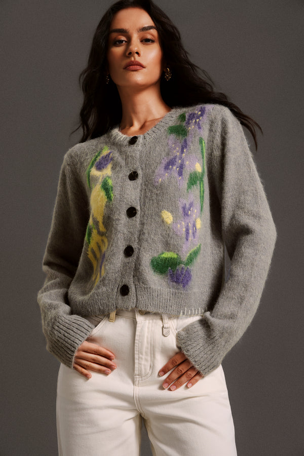Rada Round Neck Long Sleeves Flowers Blouse