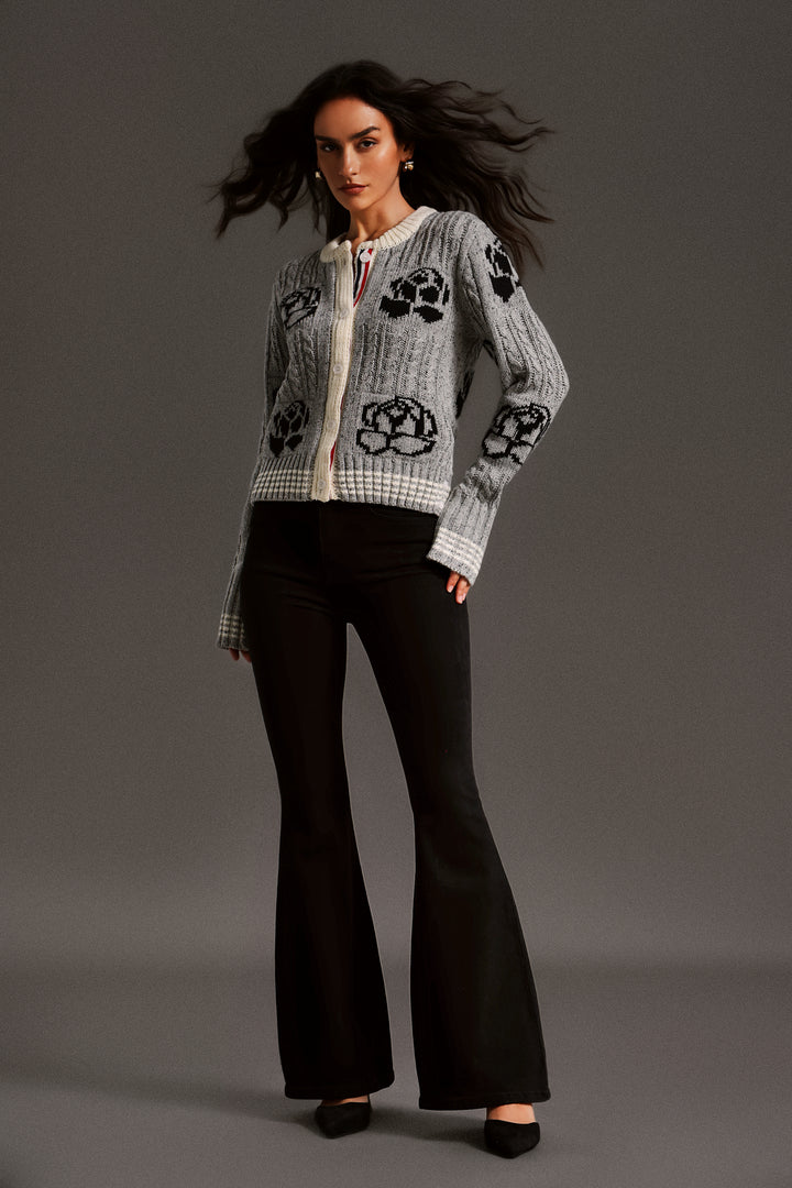 Johe  Round Neck Long Sleeves Printing Blouse