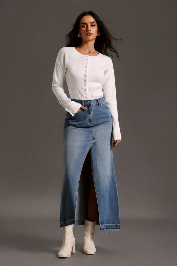 Terri Long Sleeves High Waist Round Neck Blouse