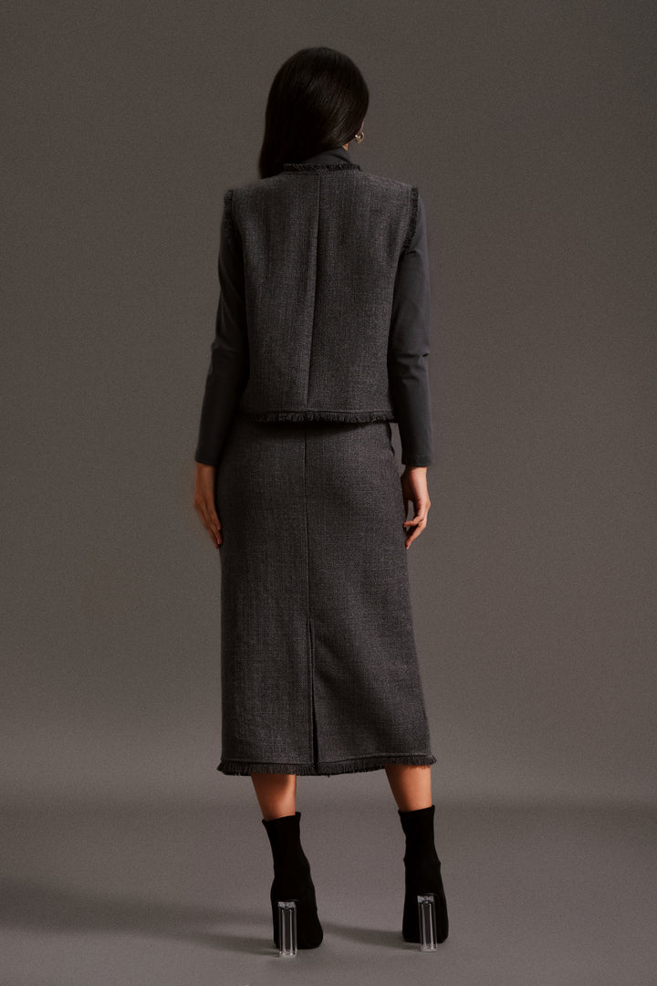 Xenia Long Sleeves Vest Skirt Set