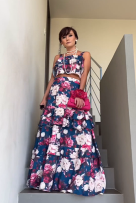 Zarinny Flower Printed Ruffled Set