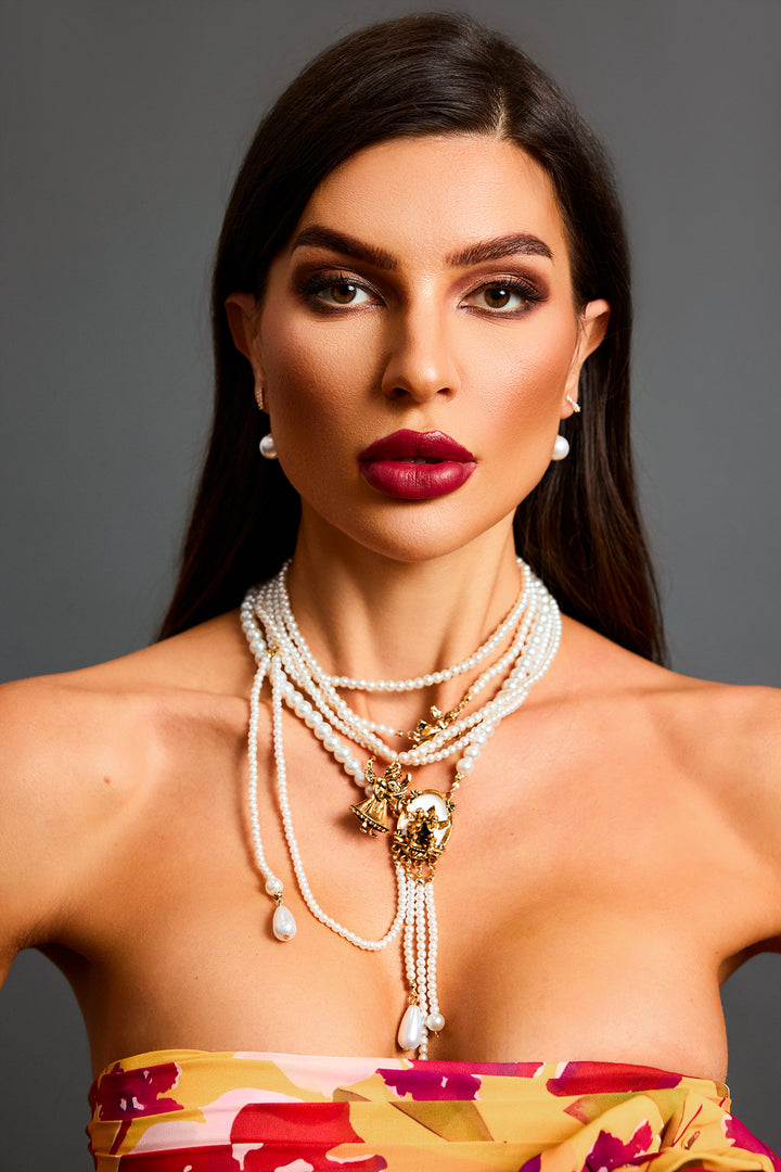 Sienna Bow Pearl Tassel Maxi Pendant
