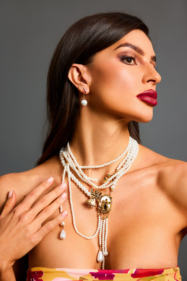 Sienna Bow Pearl Tassel Maxi Pendant