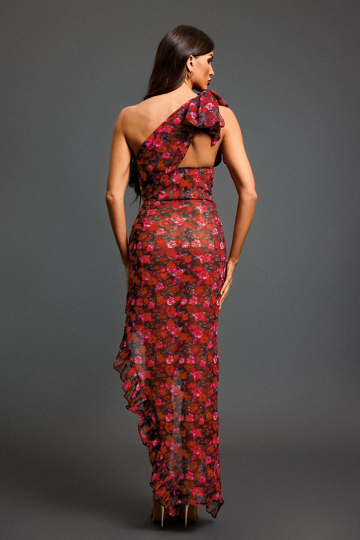 Rizza One Shoulder Sleeveless High Slit Maxi Dress