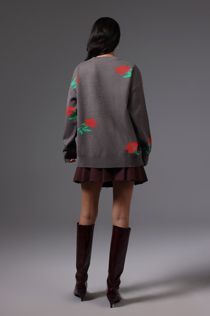 Giada Round Neck Flowers Sweater