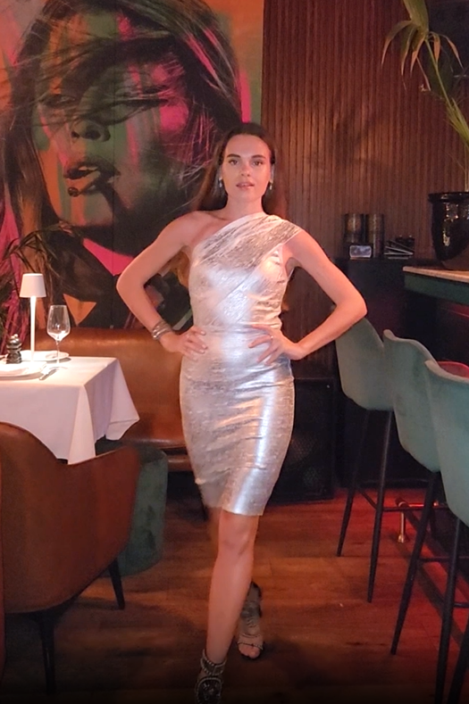 Lika Metallic Mini Bandage Dress - Silver