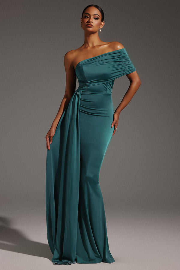 Ethel Sleeveless One Shoulder Fold Maxi Dress