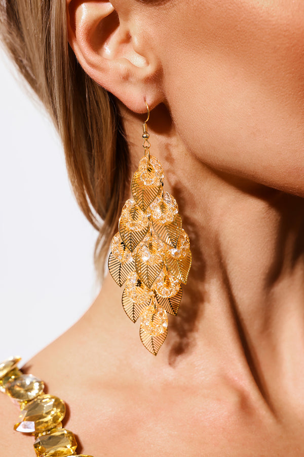 Pull Diamond Tree Leaf Earrings