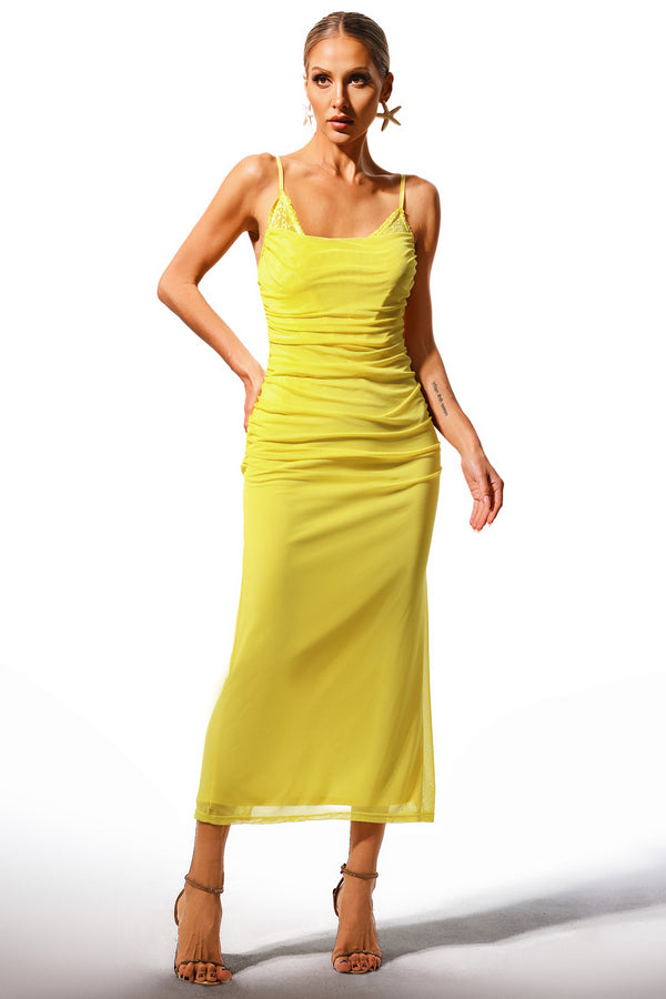 Maci Sleeveless Lace Fold Maxi Dress