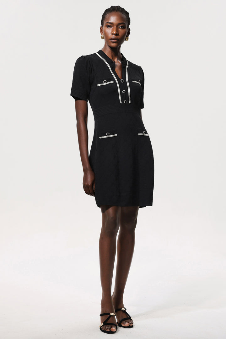 Xenia V Neck Short Sleeves Knitted Mini Dress