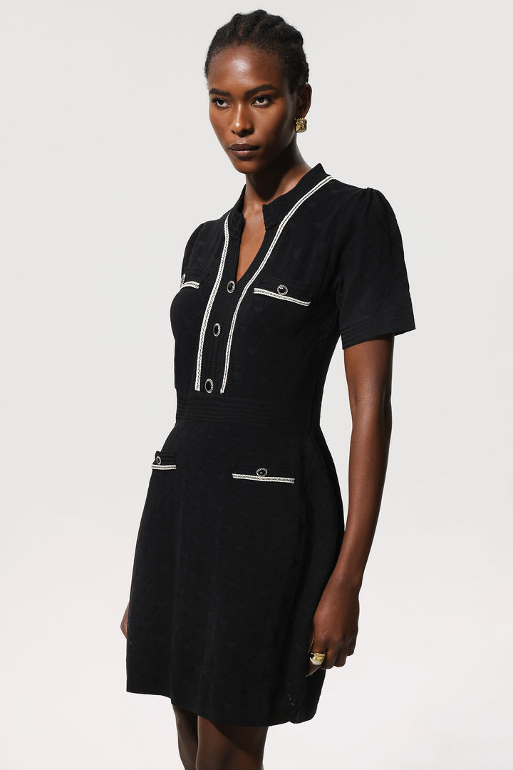 Xenia V Neck Short Sleeves Knitted Mini Dress