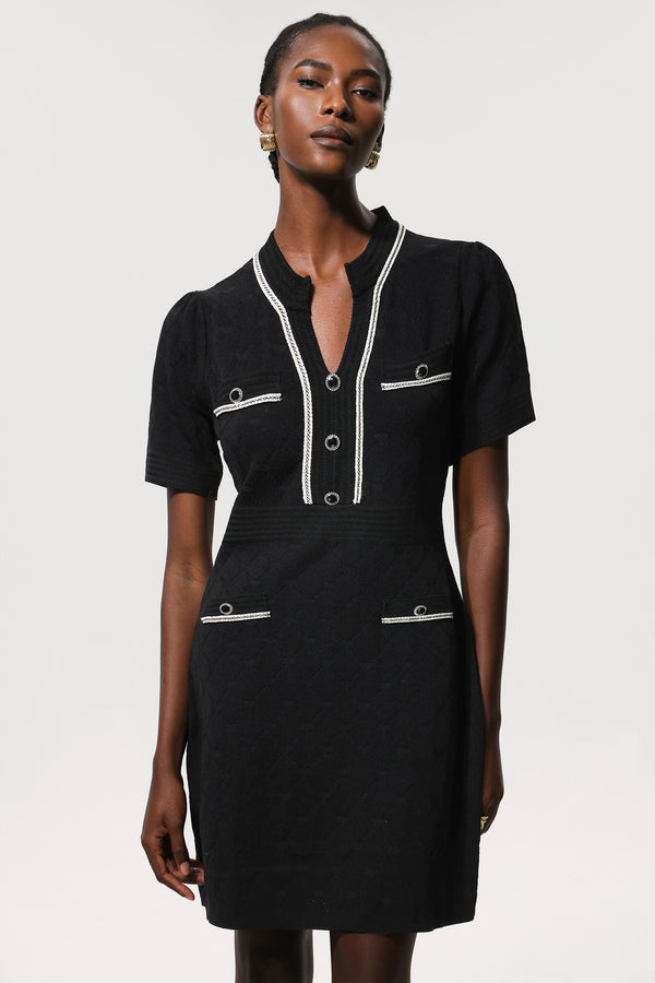 Xenia V Neck Short Sleeves Knitted Mini Dress