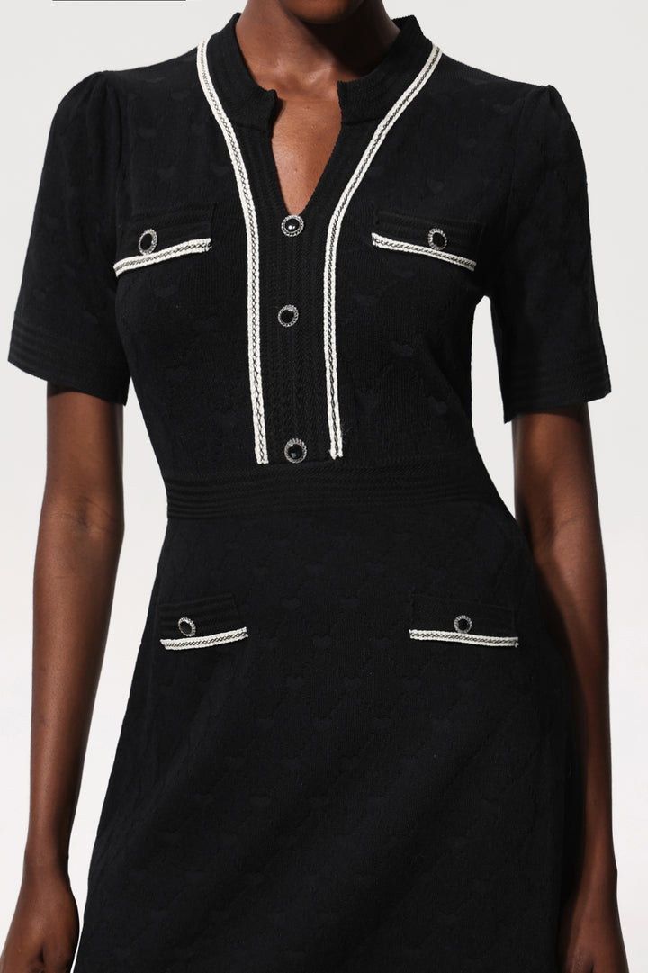 Xenia V Neck Short Sleeves Knitted Mini Dress