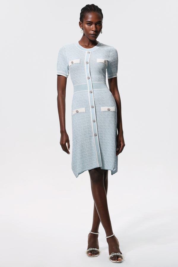 Galla Round Neck Short Sleeves Knitted Mini Dress