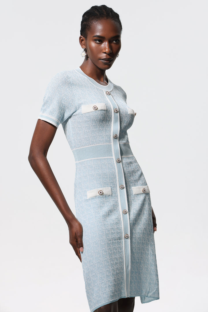 Galla Round Neck Short Sleeves Knitted Mini Dress