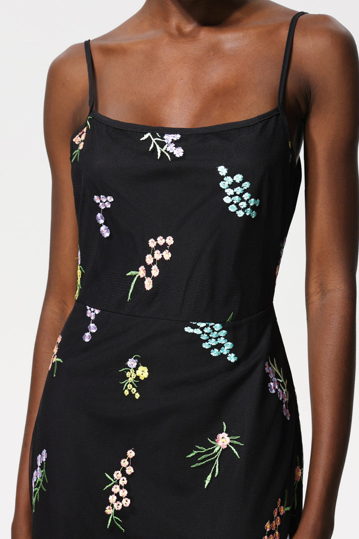 Minola  Sleeveless Sequin Embroidery Midi Dress