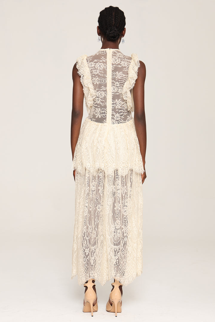 Xava Diamond Bowknot Lace Maxi Dress
