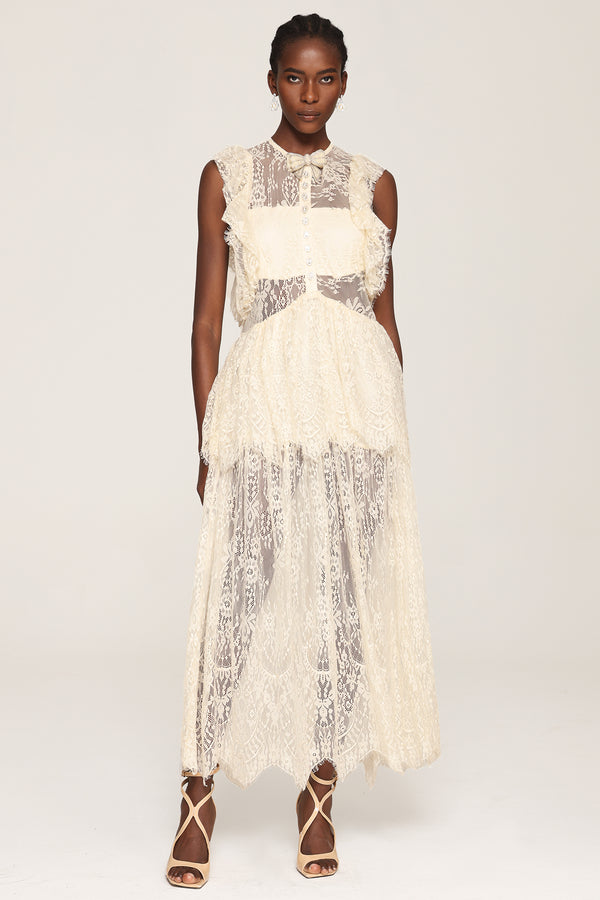 Xava Diamond Bowknot Lace Maxi Dress