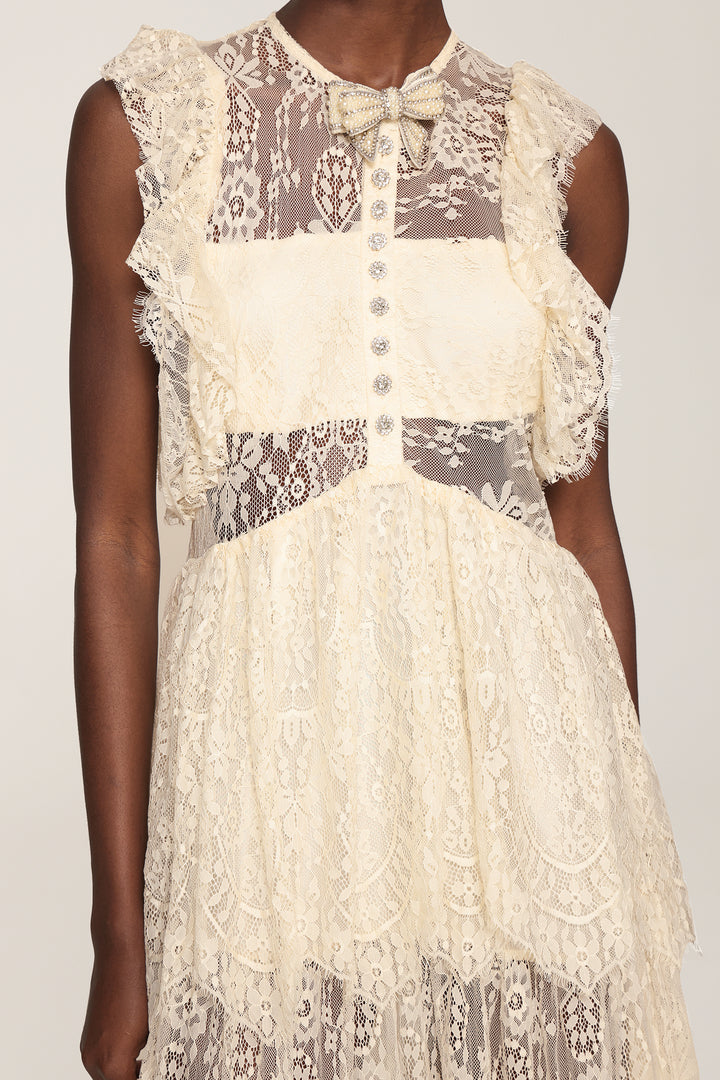 Xava Diamond Bowknot Lace Maxi Dress
