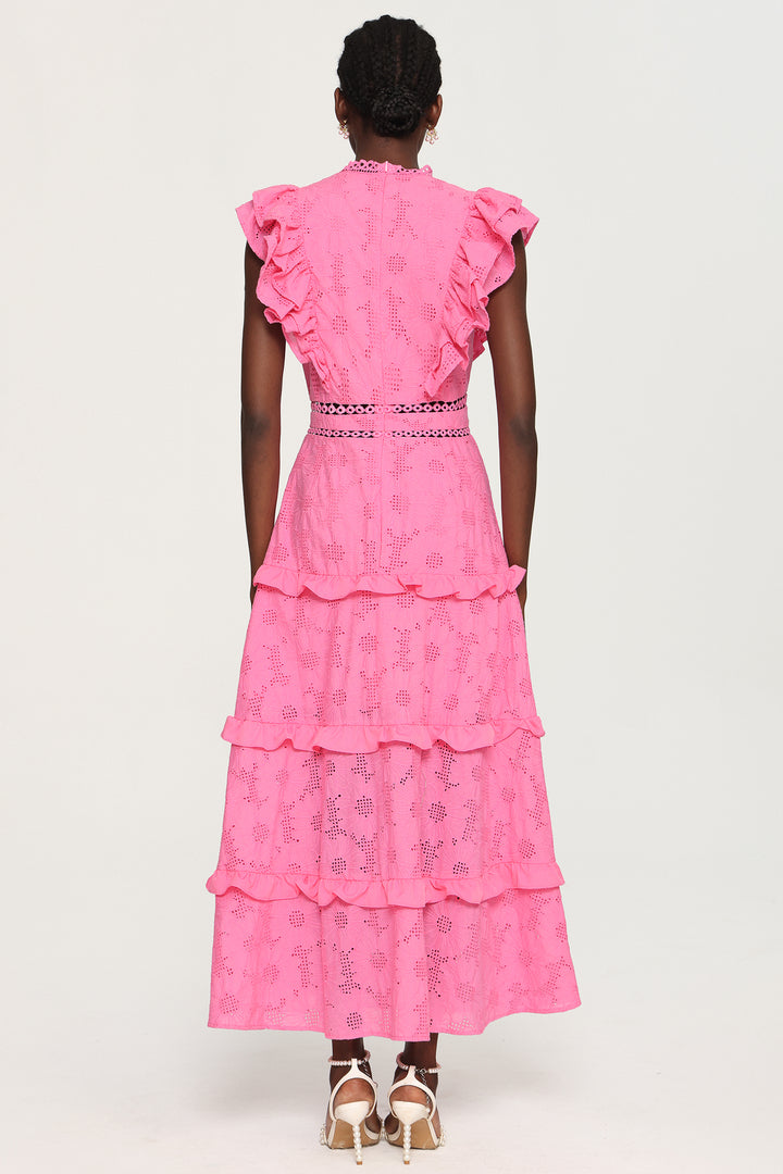 Evvie Round Neck Lace Layered Maxi Dress
