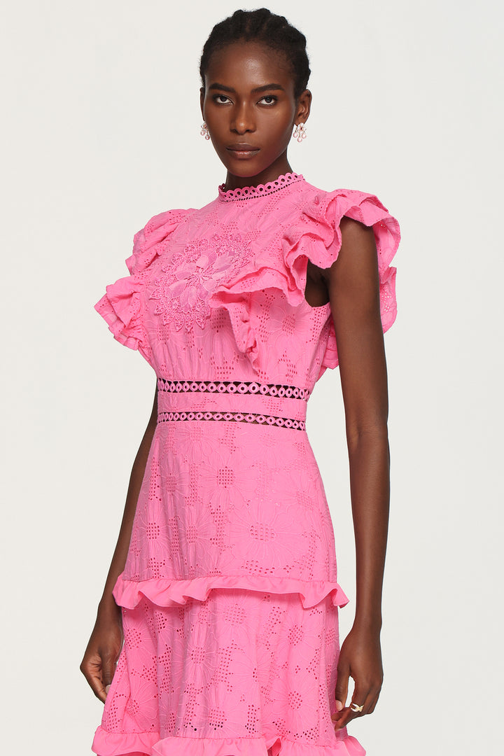 Evvie Round Neck Lace Layered Maxi Dress