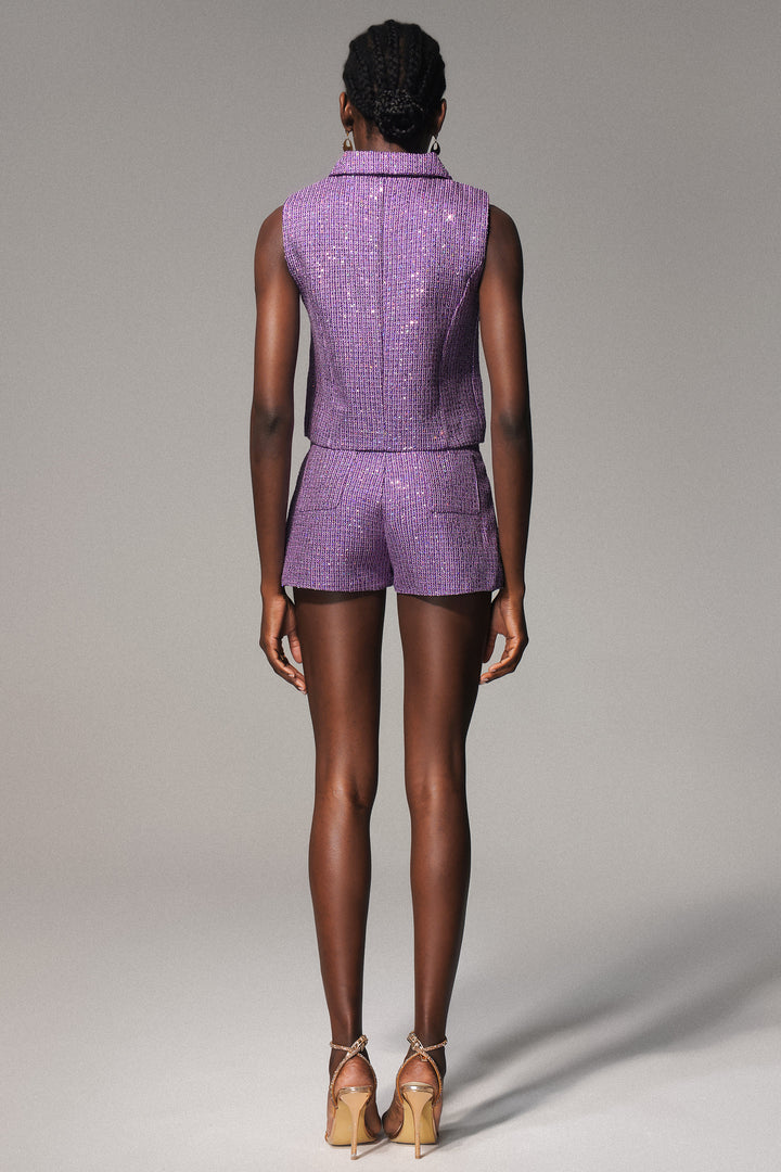 Nani Woven Vest Short Set - Purple