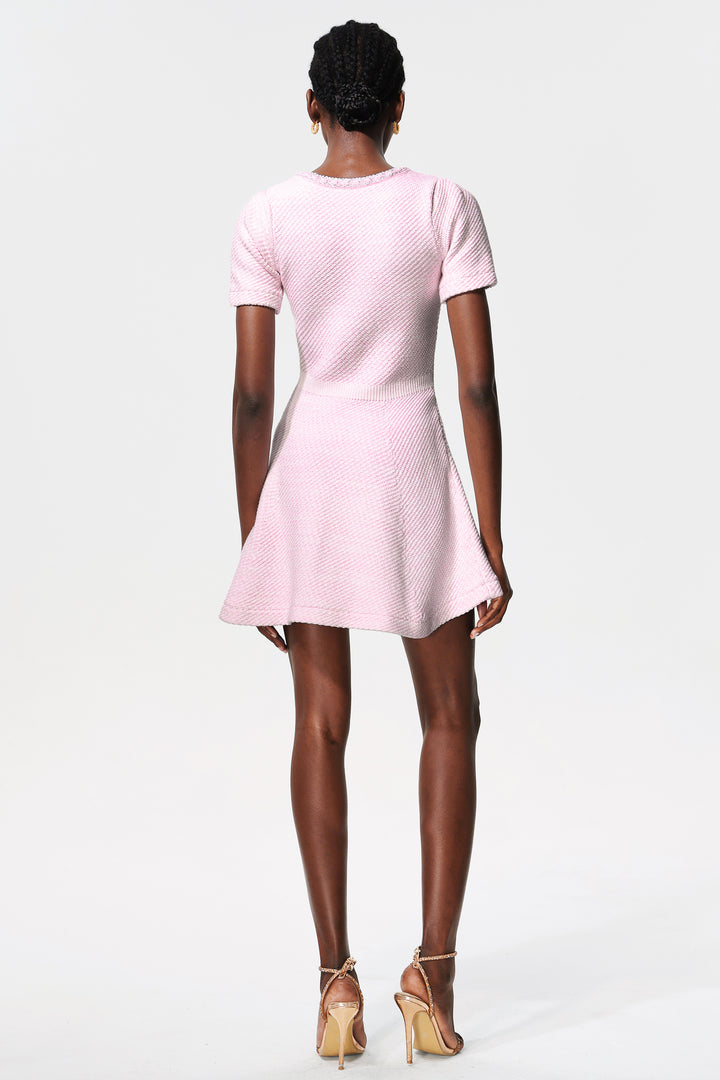 Sarada V Neck Diamond Short Sleeves Mini Dress