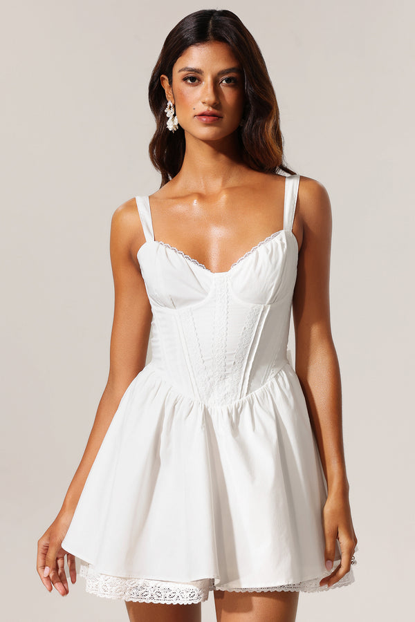 Elay Sleeveless Lace Fishbone Mini Dress