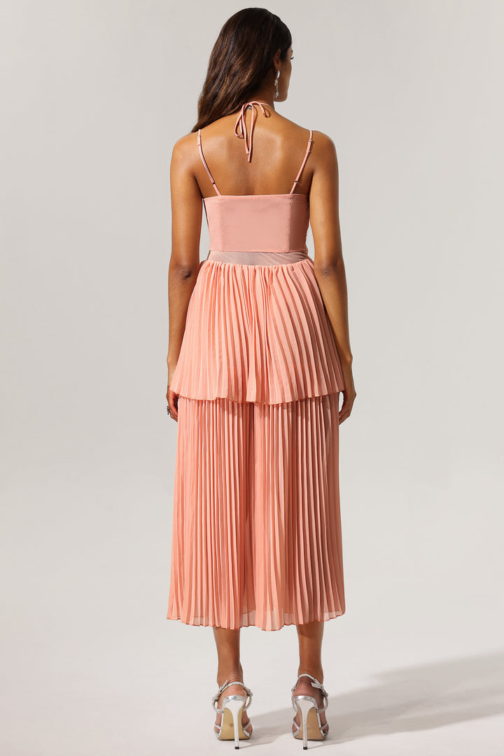 Teela Halter Folds Maxi Dress