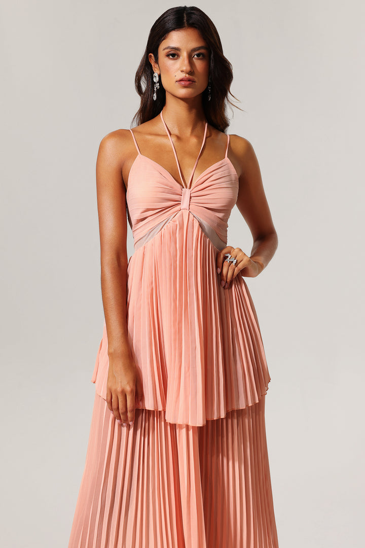 Teela Halter Folds Maxi Dress