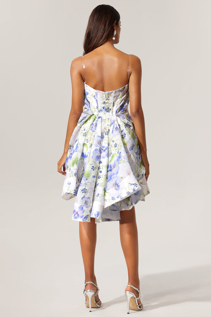 Wilma Sleeveless Floral Printed Asymmetric Mini Dress