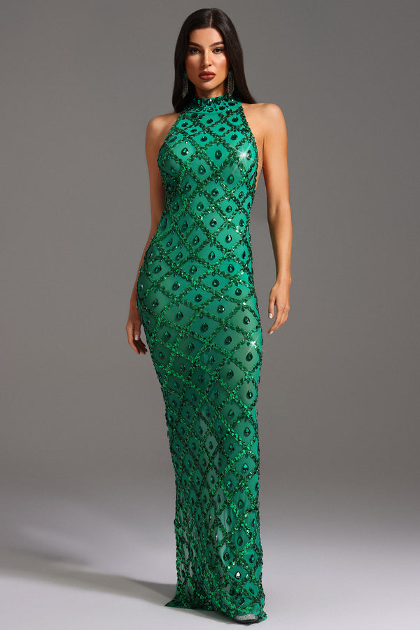 Rhoda Diamante Mesh Maxi Dress