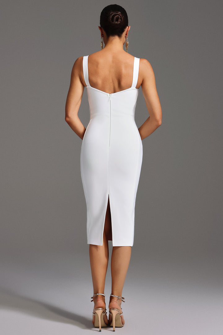 Rue Sleeveless Folds Corset Midi Dress