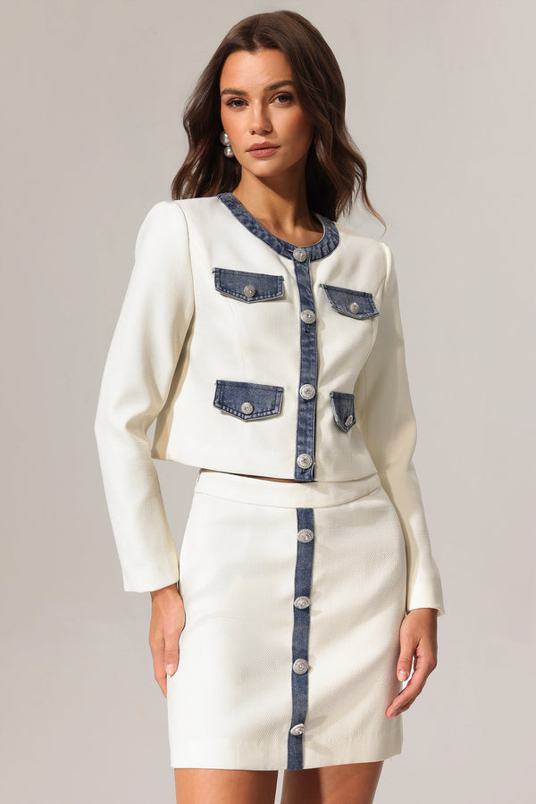 Simone Round Neck Silver Button Long Sleeves Two-Piece Set